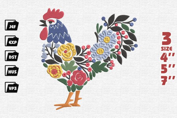 Review: Whimsical Folk Art Rooster Embroidery Design
